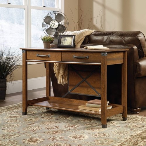 Solid Wood End Table with Metal Legs