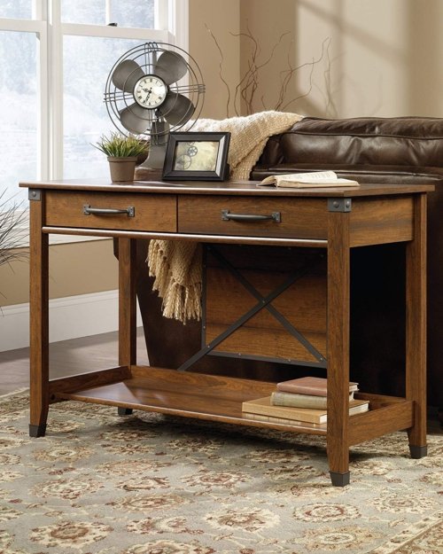 Solid Wood End Table with Metal Legs